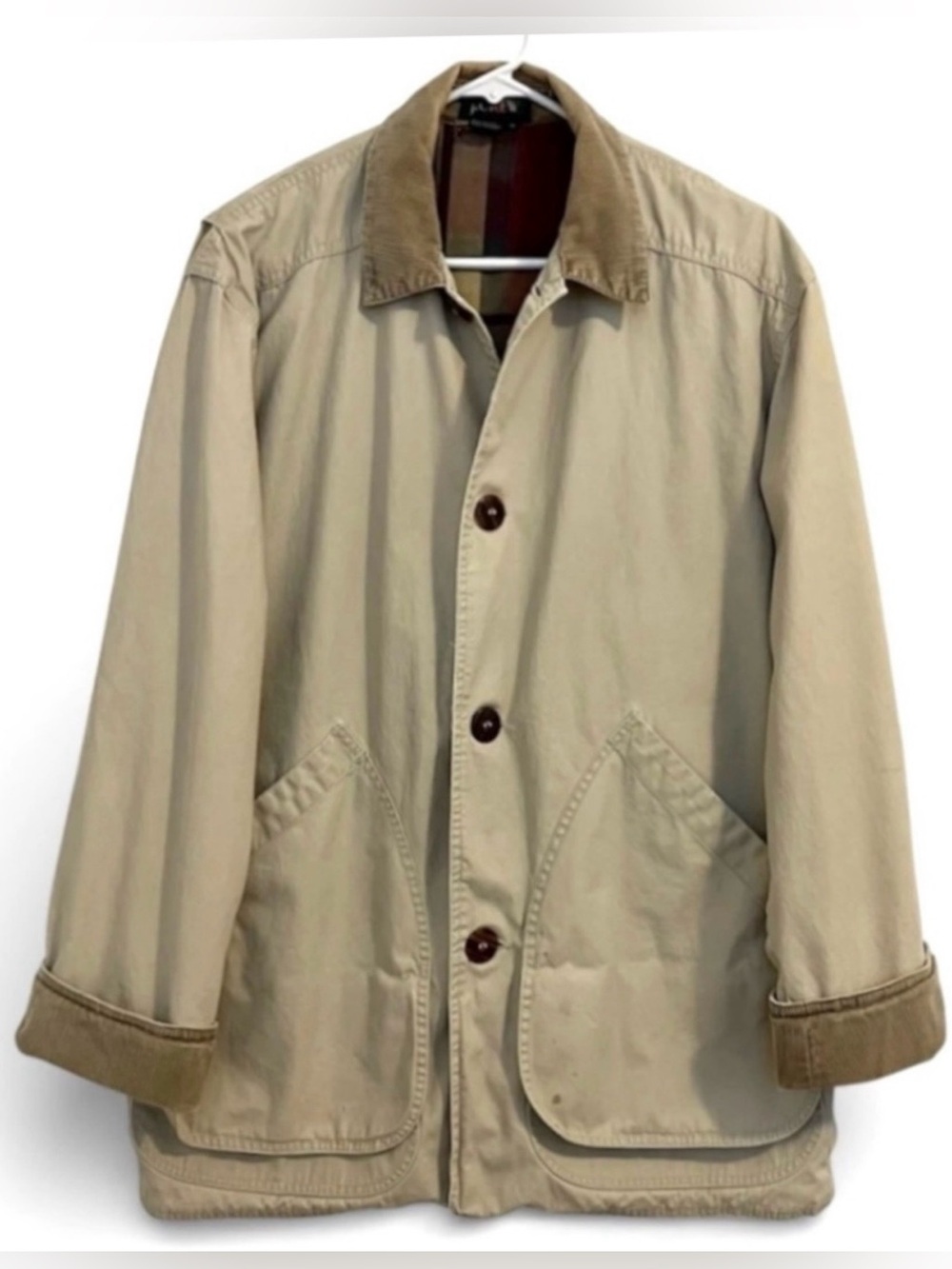 Vintage J Crew Barn Chore Coat Corduroy Collar and Cuffs 100% Cotton Men’s Small